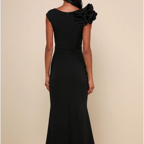 Lucette Black Sleeveless Ruffled Mermaid Maxi Dress NWOT - Picture 4 of 9